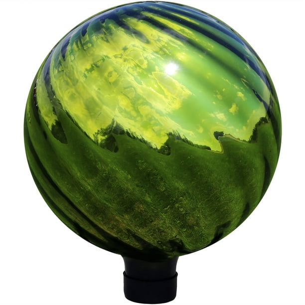 Sunnydaze Sunset Sky Gazing Globe Glass Garden Ball 10-Inch Outdoor Lawn and Yard Ornament 